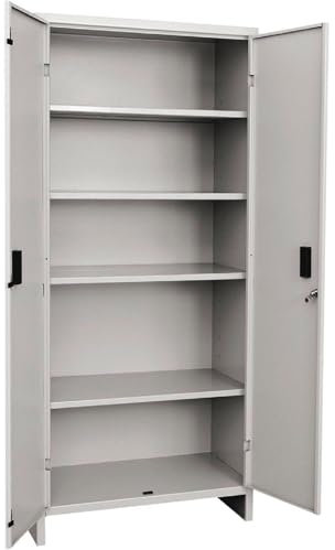 Decorspace Armadio da ufficio tutto piani in lamiera verniciata metallica con ripiani e serratura Made in Italy (100 x 40 x h 180 cm)