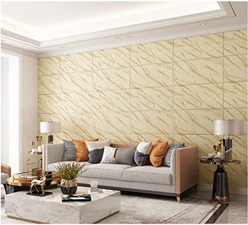Hellgelb Vliestapete Moderne Minimalistische Streifen Tapete 3D Beflockung Tapete für Wohnzimmer Schlafzimmer TV Hintergrundwand - 0,53 m x 9.5 m
