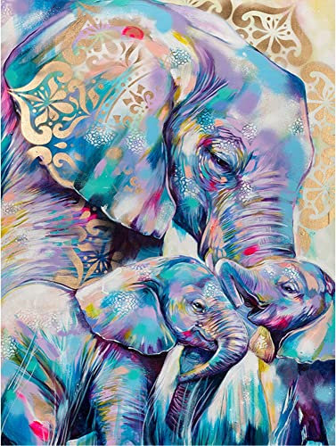 shixpiov Elefant Diamond Painting Bilder Erwachsene, 5d Diamant Painting zubehör, Bunte Rund Drill Sets für Anfänger, perfekte Geschenke für Wohnzimmer Büro und Schlafzimmer Wand Deko(30x40cm)