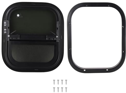 RV Hebefenster mit Insektengitter 440mm H 390mm B getöntes Sicherheitsglas wasserdicht für Wohnmobile Anhänger robuste Aluminiumlegierung schwarzer Rahmen vertikale passend für