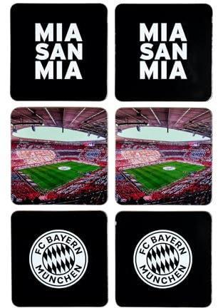 FC Bayern München Korkuntersetzer I Bierdeckel I 6er-Set I Schwarz I Fußball