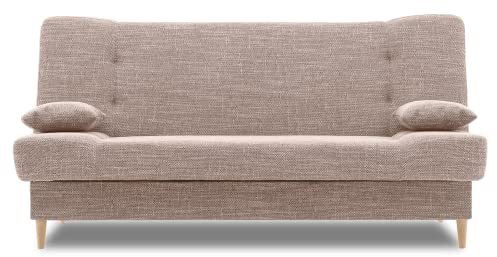 Klappcouch BIBBI 200x96 mit schlaffunktion - Klassisch Design - Holzfüße - Auswahl an Farben - Kleines Sofa (LAWA 01)