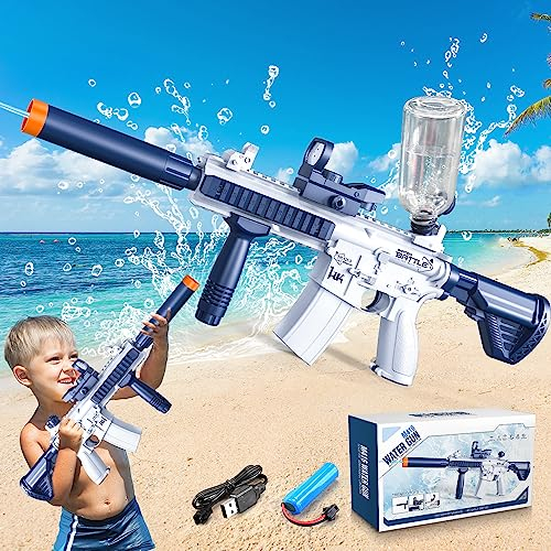 VATOS Elektrische Wasserpistole für Erwachsene Kinder, 32 FT Range Automatische Wasserpistole Spielzeug für Strand Pool One-Touch Vollautomatische Water Gun für Jungen Mädchen 6+ (Blau)