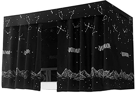 Mocarly Schlafsaal Einzelbett Doppelstockbett Zelte Vorhänge Staubdicht Verdunkelung Unterbett Stoff Bett Privatsphäre Vorhänge 2 Paneele + 1 Top (Sternenhimmel, 115,1 x 200 cm)