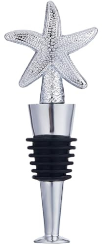 GORGECRAFT Wine Stoppers Reusable Starfish Silicone Wine Bottle Stopper Wine Toppers with Alloy Finding Accessories DIY Funny Gift for Winebottle Housewarming Holiday Christmas Halloween Wedding