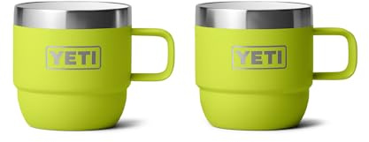 YETI Rambler 6 oz Stackable Mug, Stainless Steel, Vacuum Insulated Espresso/Coffee Mug, 2 Pack, Chartreuse