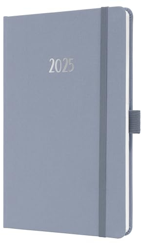 SIGEL J5407 Wochenkalender 2025 A5, Jolie, zart lila, Hardcover mit Textileinband, Gummiband, Stiftschlaufe, Einstecktasche, 174 Seiten, vegan, Buchkalender, Terminplaner