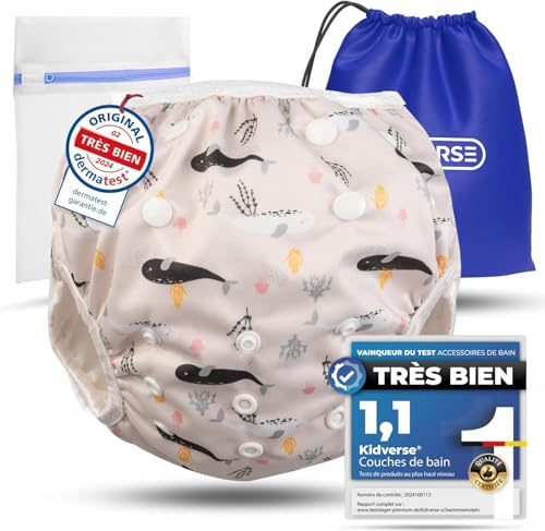 KIDVERSE pannolini acquatici baby costume da bagno 0–3 anni – pannolino piscina neonato regolabile e delicato sulla pelle – pannolino da nuoto con borsa e rete per lavaggio
