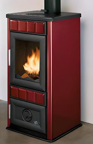 STUFA A LEGNA - Royal King S Stufa A Legna Ceramicata 6kw 46x40x90 Cm In Acciaio Rosso - PALAZZETTI
