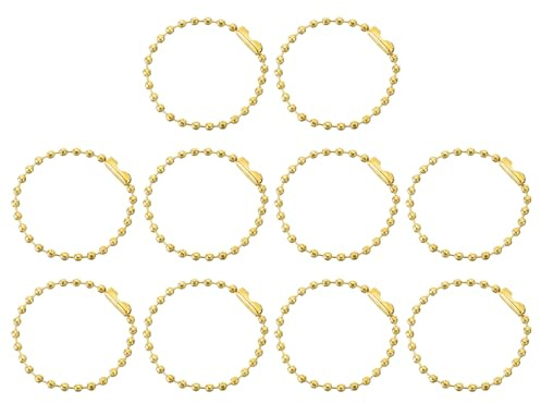 sourcing map 50pcs Ball Beads Chain 4 Inch 2.4mm Diameter Metal Dog Tag Keychain Ball Connector Clasp for Jewelry Making Necklace DIY Crafts, Gold