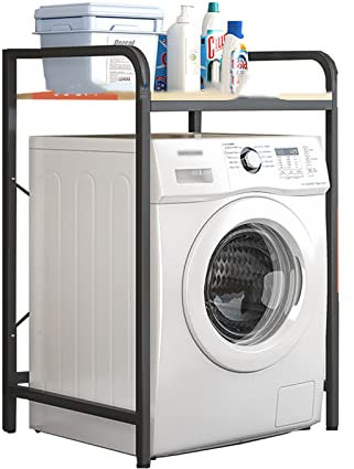 Generisch Lagerregal für die Waschmaschine, Lagerregal über der Toilette für das Badezimmer, platzsparend, für Waschküche, Regaleinheit, Platz für Pflanzen im Wohnzimmer, Weiß, Schwarz.
