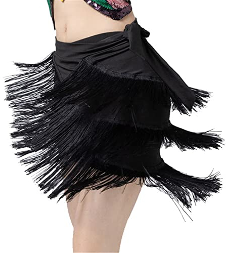 Frauen Bauchtanz Rock Hip Wrap Kostüm Zubehör elastischer Hüftschal Gürtel Stretch Miniröcke für Damen Mädchen(Black)