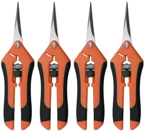 Bhina 4 Pezzi 16,5cm Forbici Potatura in Acciaio Inossidabile Cesoie da Potatura da Giardino ad Alta Precisione con Impugnatura Comoda a Molla per Bonsai, Piante, Fiori, Raccolta Frutta, Verdura