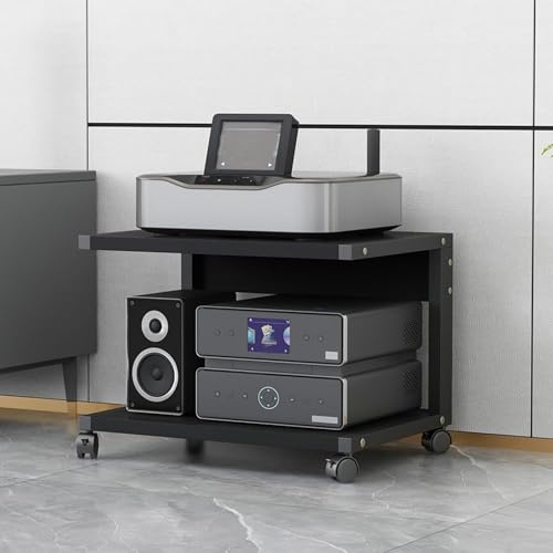 Mueble Equipo Hifi,Soporte Altavoz,Mueble Tocadiscos,Soporte para Medios Audiovisuales con Ruedas,Estanterías de Audio y Video de 2 niveles,Equipos Música Consola,para Sala de Estar y Sala de Juegos(N