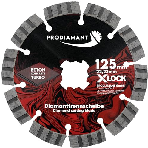 PRODIAMANT Disque à tronçonner diamanté X-Lock 125mm béton - soudé au laser avec segments turbo pour les matériaux les plus durs