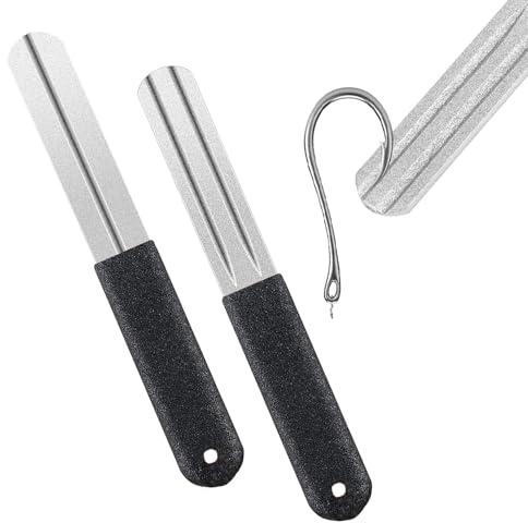 2 Stück Fischhakenschärfer,Dart Schleifstein,Doppelseitiger Hook Sharpener | Angelhaken-Schleifschleifstein Doppelseitig,Diamantfeile Schärfen,Zum Angeln Mit Griff Und Hängende Für Outdoor Angeln