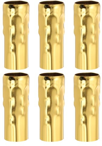 PATIKIL 2.4 Tall Candle Covers Sleeves, 6 Pcs Metal E14 Chandelier Socket Sleeves with Dripping Candelabra Base Accessories Bulb Light Base Holder for Lighting Lamps DIY, Swimming Gold