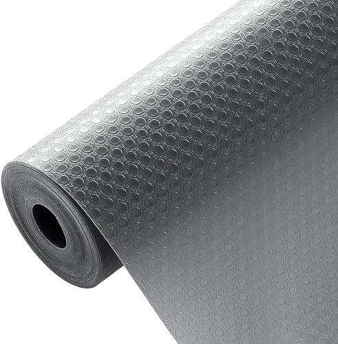 GRKJGytech Shelf Liners for Kitchen Cabinet, Waterproof Drawer Liner, Refragerator Liner No Slip Cupboard Mats Non Adhesive EVA Place Mats Roll-Grey Dot 30W x 300L cm