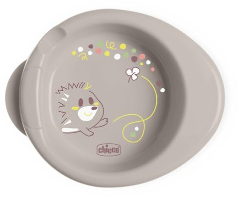 Chicco Warmy Baby- und Kleinkindteller für warme Speisen, Thermo-Kinderteller-Set mit Heißwasserbehälter, Entwöhnungsgeschirr Teller mit rutschfestem Boden und ergonomischem Design, 0% BPA, 6+ M, Grau