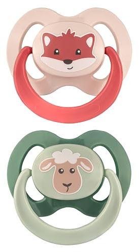 babynova Silikon Schnuller 2er-Set mit Sterilisationsbox - Größe 3, ab 18 Monate - kiefergerechter Nuckel – BPA-frei – Made in Germany - Fuchs & Schaf