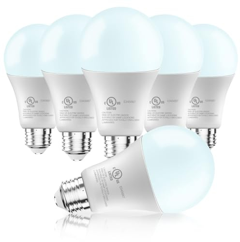 DAYBETTER LED Light Bulbs, A19 5000K Daylight Light Bulbs 100 Watt Equivalent, 1500LM Bright White Light Bulbs, E26 Standard Base, Non-Dimmable, 15 Watt Lightbulbs for Home Office, 6 Pack