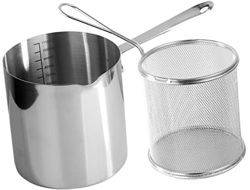 Alipis 1 Set Mini Freidora Cesta Freidora de Cocina de Acero Inoxidable Mango Antideslizante para Uso Doméstico