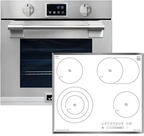 Kaiser EH 6339+KCT 6715 FW Herd Backofen-Set Autark Einbaubackofen XXL 86L, mit Pyrolyse & AirFry, Touchdisplay, Drehknebel, Weißes Glaskeramikkochfeld, Einbau Herd, 4 Kochzonen