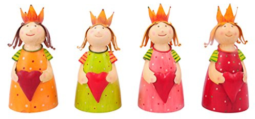 Klocke Dekorationsbedarf Hochwertige Zaunhocker im Sparset - Pfostenhocker/Zaunfigur Metall - Gartendekoration Zaungucker - Deko - Schutzengel (Prinzessin - 4 Stück - 26 cm)