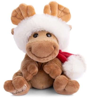 Bukowski Kuscheltier Elch Baby Benny Xmas braun mit Weihnachtsmütze 15 cm Plüschtier Plüschelch
