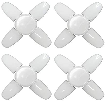 fkngcp 4 Pack LED Garage Lights, Screw in Garage Ceiling Lighting 2800LM, 28W E26 / E27 Daylight Lamp with 4+1 Adjustable Panels for, Workshop, Warehouse, Utility Room, Barn, Shop, Basement