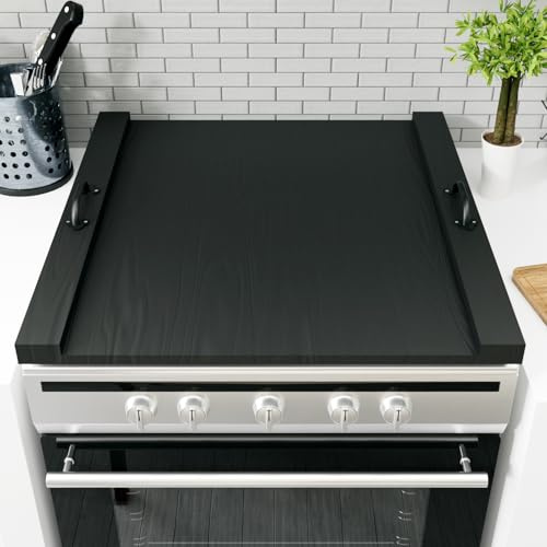 Noodle Board Stove Cover with Handle Wooden Stove Top Cover Board 29.5x22 for Electric Gas Stove Burner, Glass Range Stovetop Cover