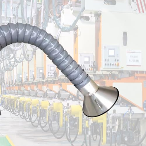 Stainless Steel Fume Hood,Ft Air Extractor Arm - Industrial Dust Collection Hose for Welding & Soldering, 200MM Diameter, Flexible Articulated Design, Efficient Dust Extraction System, Grey,