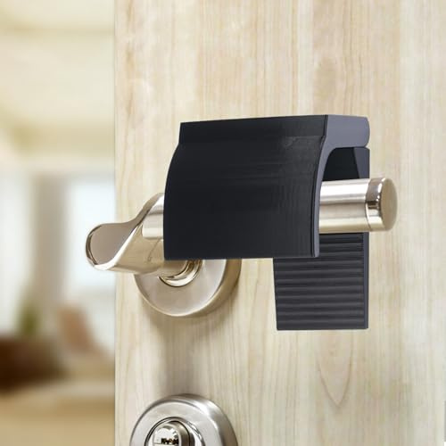 INCREWAY 1Pack Door Lever Lock, Door Stop Wedge to Prevent Pets from Opening Doors, No Drilling Child Safety Door Handle Locks for Bedroom Bathroom Kitchen Home(Black)
