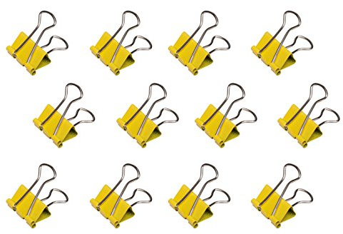 MAUL Foldback-Klemmer gelb mauly® 12er Set hält bis zu 70 Blatt | fester Griff ohne Verrutschen, schnell sortiert und gebündelt, ideal für Büro Schule Zuhause, auch zum Aufhängen geeignet
