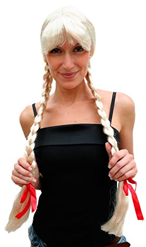 Perücke BLOND lange Zöpfe Alm Heidi Holland Frau Antje