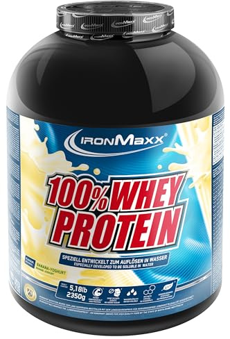 IronMaxx 100% Whey Protein Pulver 2350g - Banane Yoghurt | Cremiger Eiweißshake mit BCAAs & EAAs | High Protein, Low Carb & zuckerarm | Ideal für Muskelaufbau, Diät & Fitness Design kann variieren