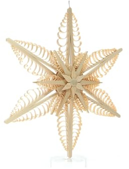 Rudolphs Schatzkiste Fensterschmuck Spanstern EL. Beleuchtet Mitte mit 2 Sterne (beidseitig) BxHxT=40x40x6cm NEU Fensterbild Spanbaum Adventsstern Holz Seiffen Erzgebirge Stern Linde Fensterdeko