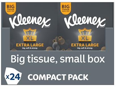Kleenex Extra Large Soft Facial Tissues, 24 Compact Tissue Boxes, 1056 Tissues (24 boxes) - 100% Recyclable Packaging