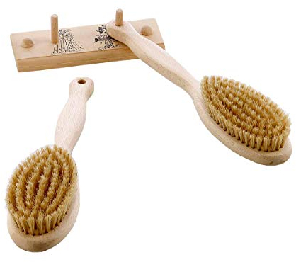 eliga Set mit 2 Sauna-Bürsten und Aufhängeleiste