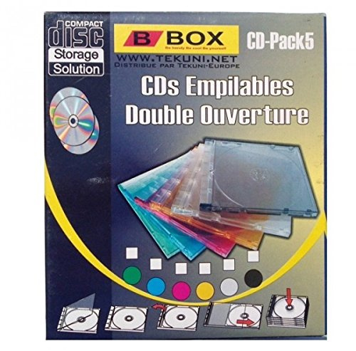 TEKUNI Boite Etui Range DJ Classeur Rangement Boitier Empilable Disque DVD CD Pack x 5