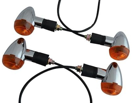 Alchemy Parts Blinker Motorrad - Homologated - 2 Paar Chrom Klassisch Stil Kugel Retro