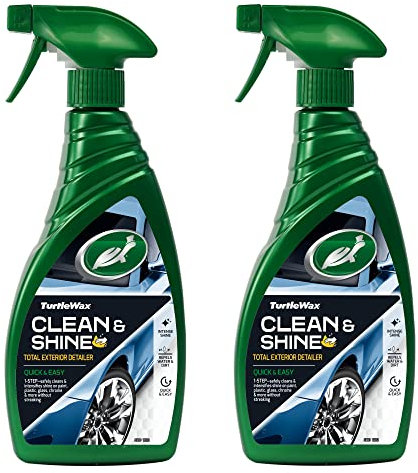Turtle Wax Clean & Shine Total Exterior Detailer 500ml x2 - Dirt-Locking Polymer Technology, Scratch-Free Clean, Wax Enriched & Protective Finish. Removes Light Dust & Dirt from Multiple Surfaces.