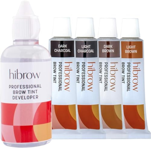 Hi Brow Professional Colour Collection Eyebrow Tinting Kit - 4x 15ml Eyebrow Tint, 50ml Tint Developer - Semi-Permanent Brow Dye Set Bespoke Salon Quality Eye Brow Tinting Kits