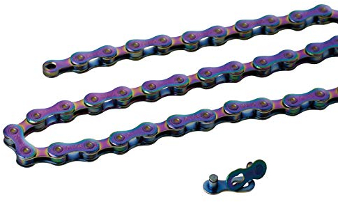 GORIX Fahrradkette 7s/8s/9s/10s/11s Speed 116 Glieder Silber Fahrrad Road MTB (Global Edition) (Oil Slick, 11-Gang)