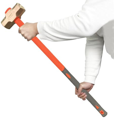 WEDO Nicht funkelnd Fäustel,Fiberglasstiel,Schlosser-Hammer,Vorschlaghammer,Kopf geschmiedet 3000g,Berylliumkupfer,Länge 700mm,Nicht magnetisch,korrosionsbeständig Trockenbauhammer,BAM/FM-Zertifikat