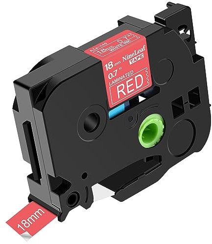 NineLeaf Kompatibel für Brother P-touch TZe-445 TZe445 TZ-445 TZ445 AZe-445 TZE Schriftband 18mm 0.7'' Weiß auf Rot Laminiert Etikettenband für Ptouch PT-1300 1400 1500 1600 Beschriftungsgerät