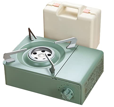 Generic Portable Mini Réchaud à Butane Réchaud de Camping à Gaz Brûleur en Alliage pour Les Pique-niques, Le Camping, la Randonnée Extérieur Randonnée,Green,26 * 18 * 8cm