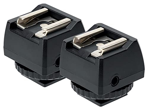 JJC Flash Hot Shoe, Hot Shoe Mount with PC Sync Sockets and 3.5mm mini Phono port for DSLR Cameras, Standard ISO hot Shoe and Flash Foot for Strobes or Other Accessories.