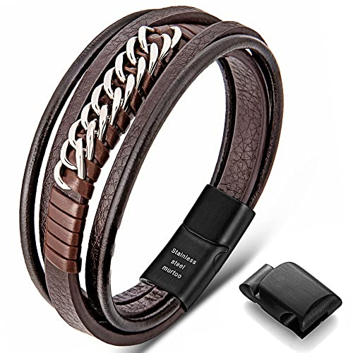 armband herren lederarmband herren leder armband für männer herren armband(braun,23cm)