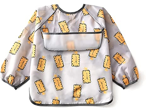 SJBAUTYO Baby Lätzchen mit Lange Ärmeln,Fütterlätzchen für Babys mit Tasche,Wasserdich Kinderlätzchen,Abwaschbare,für Essen Kunst Handwerk Malerei Bemalen Spielen von 6 Monaten bis 12 Monaten